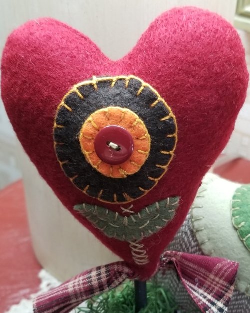 Heart with a Wool Penny Flower