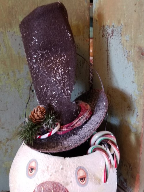 Snowman Paper Mache Bucket