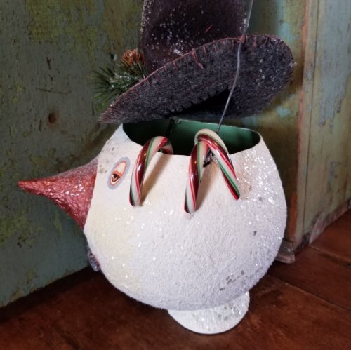 Snowman Paper Mache Bucket