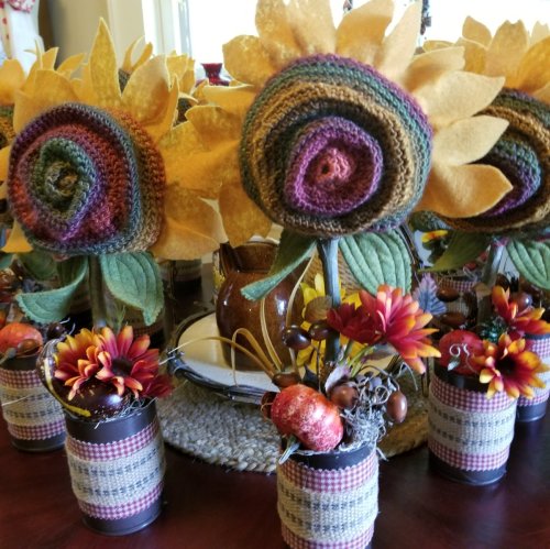 Sunflowers With Crochet Centers