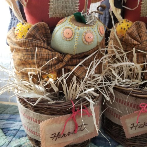 Scarecrow in a Basket (Orange with vertical stipes)