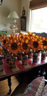 Sunflower with Button Center in Tin Can